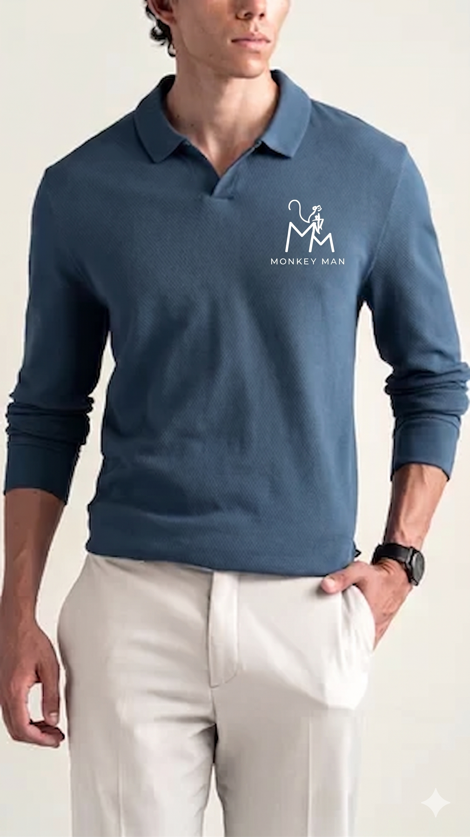 Popcorn Knit Polo – Teal Blue